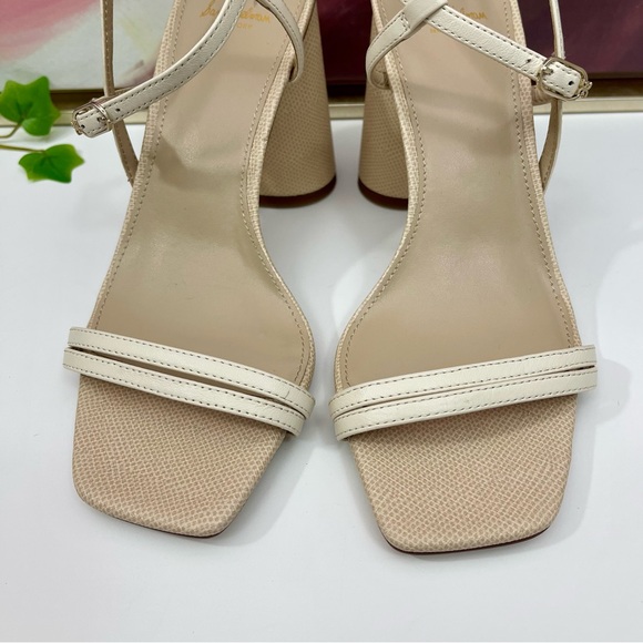 Sam Edelman Kit Ivory Square Toe Slingback Strap Cylindrical Block Heel Sandals - Picture 7 of 12